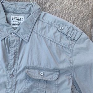 PD&C Light Gray Short Sleeve Button Down